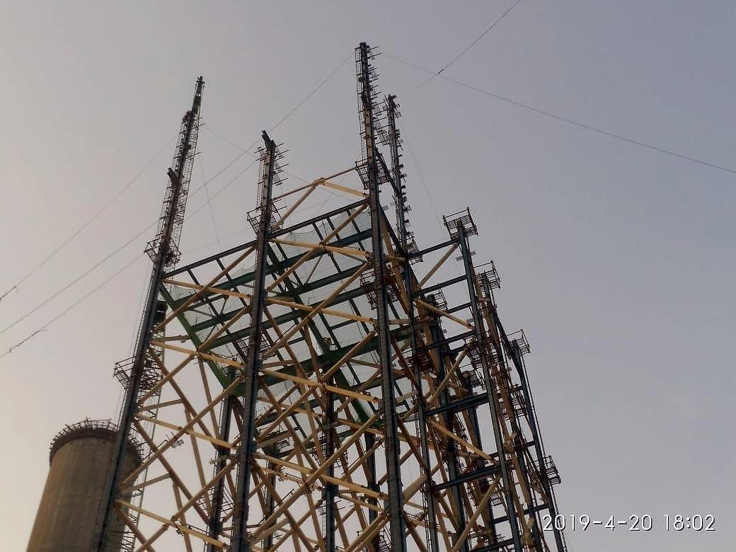 Structural steel erection at a power plant site by KVK Industries